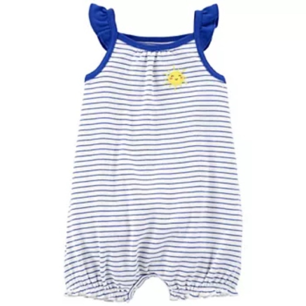 3 MONTHS | Blue striped Carter’s baby girl romper sunshine